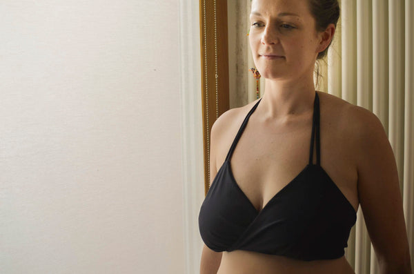 zero waste bikini top - DD cup - XL - designed for breastfeeding as one side can be let down at a time